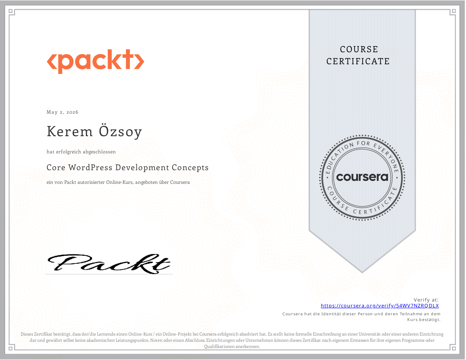 Coursera 54WV7NZRQDLX