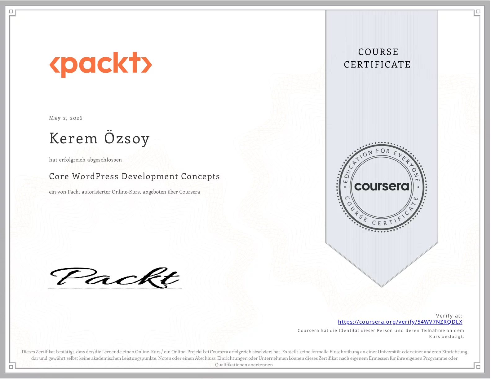 Coursera 54WV7NZRQDLX