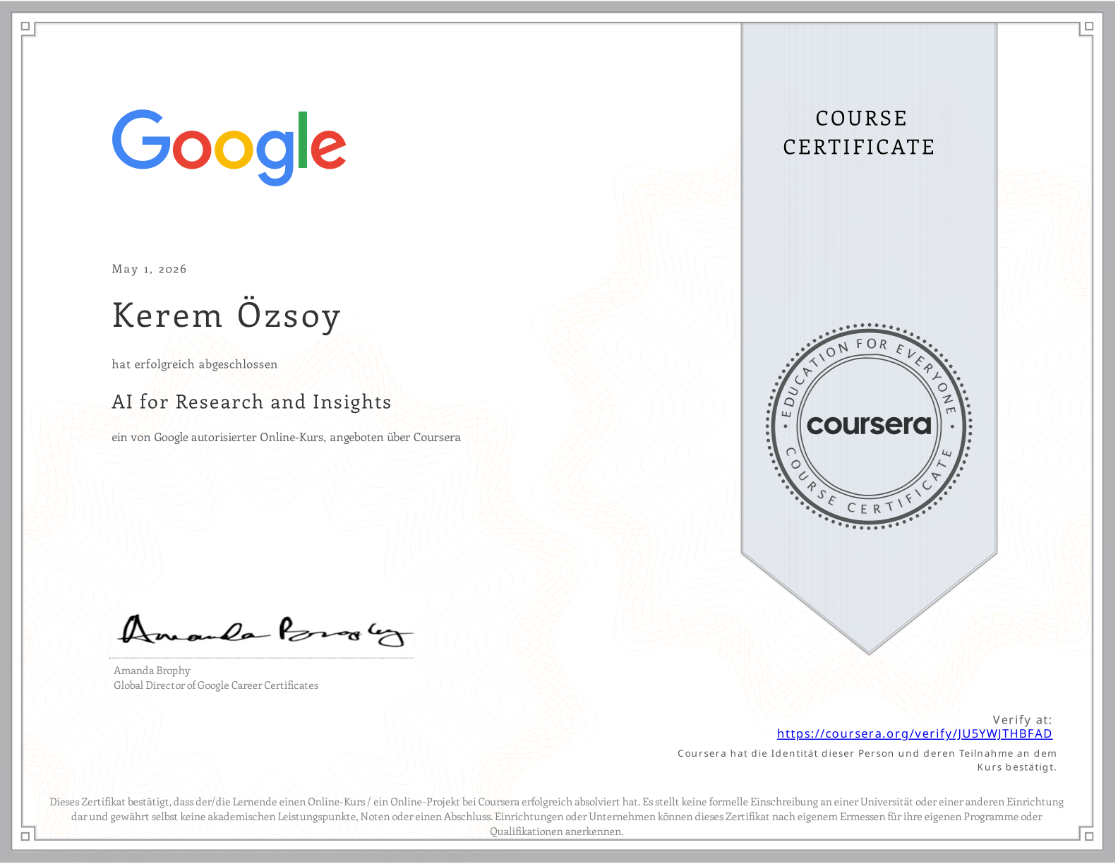 Coursera JU5YWJTHBFAD